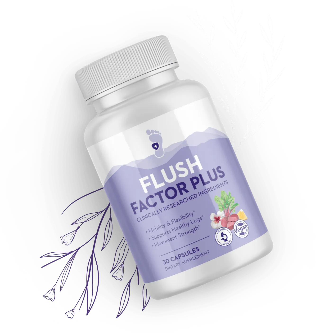 Flush Factor Plus healthy legs and feet support supplement bottle